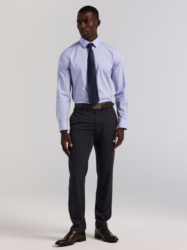 Cotton Dobby Slim Fit Long Sleeve Dress Shirt (Vista Blue) 