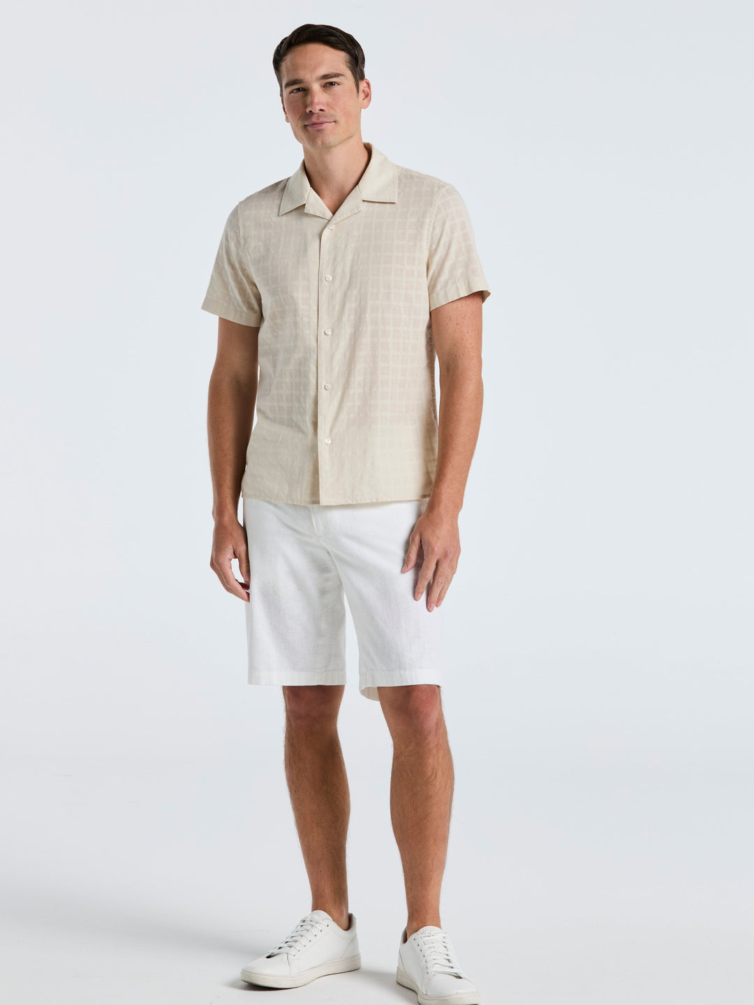 Cotton Dobby Plaid Shirt (Silver Birch) 