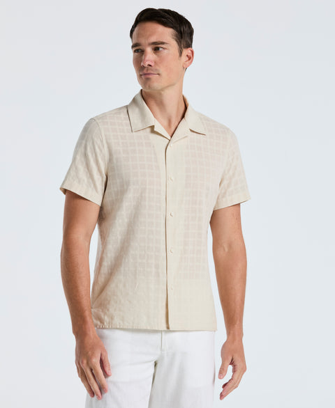 Cotton Dobby Plaid Shirt (Silver Birch) 