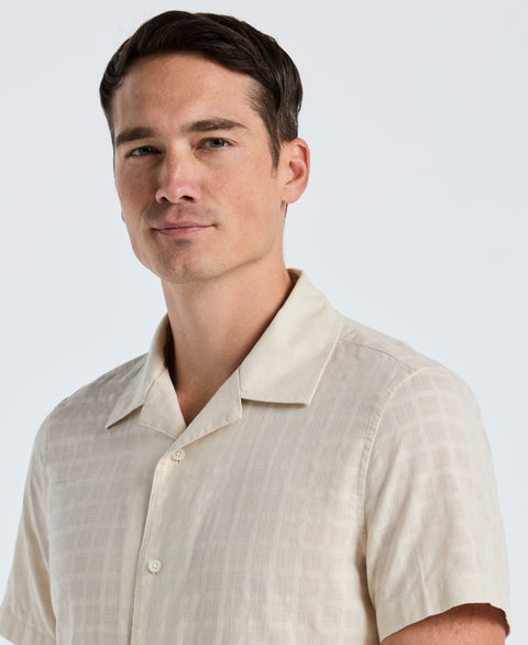 Cotton Dobby Plaid Shirt (Silver Birch) 