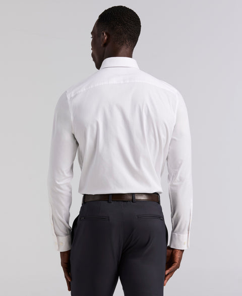 Cotton Dobby Slim Fit Long Sleeve Dress Shirt (Bright White) 