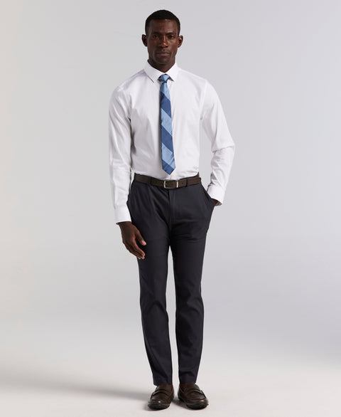 Cotton Dobby Slim Fit Long Sleeve Dress Shirt (Bright White) 