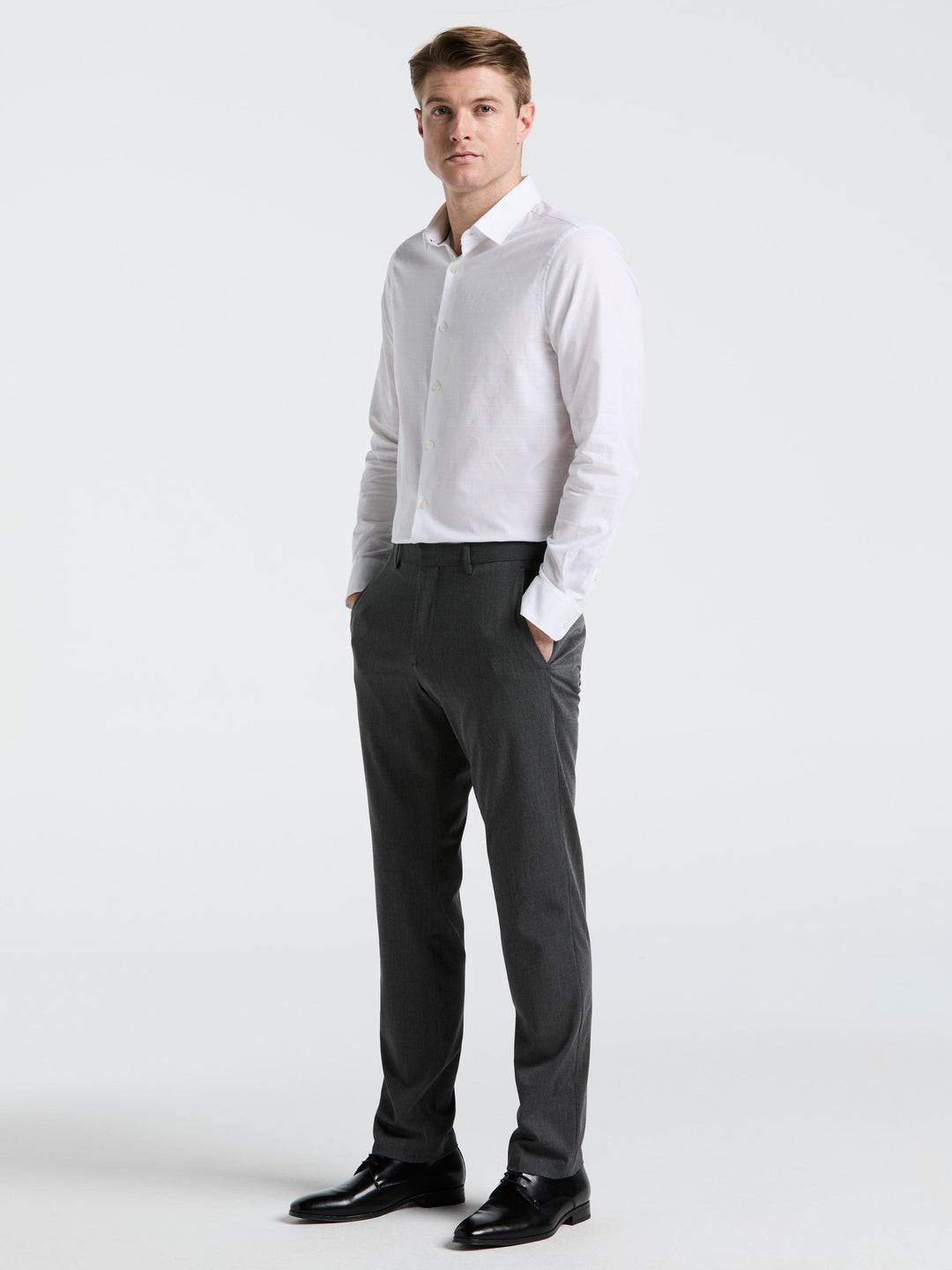 Cotton Dobby Untucked Shirt (Bright White) 