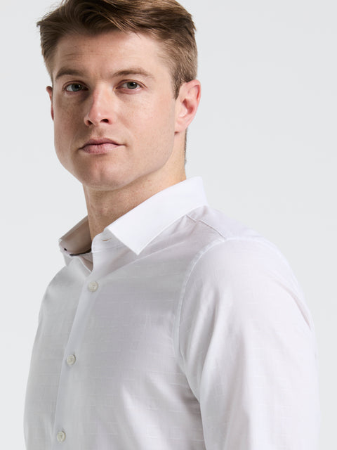 Cotton Dobby Untucked Shirt (Bright White) 
