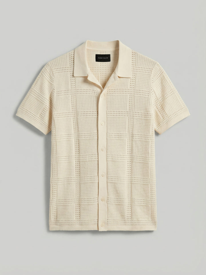 SS Open Stitch Jacquard Btn Front (Birch) 