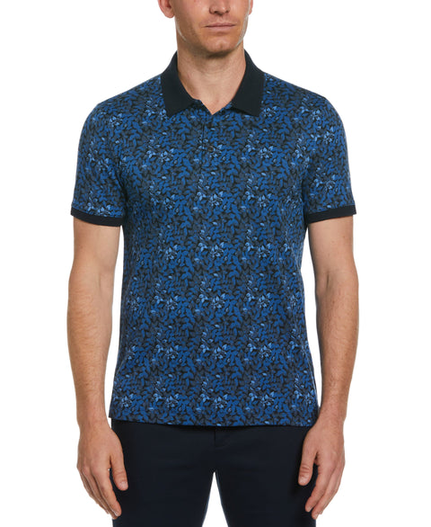 Leaf Print Polo (Dark Sapphire) 