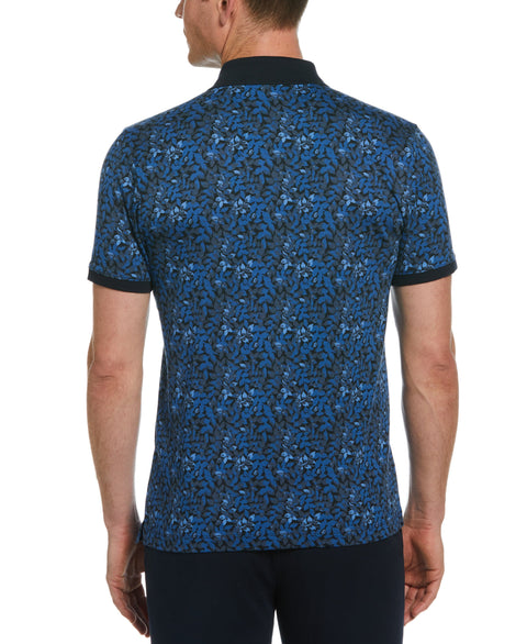 Leaf Print Polo (Dark Sapphire) 