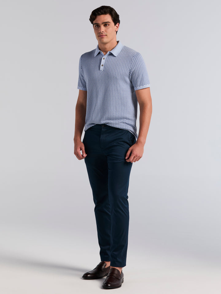 Cotton Modal Geo Polo Sweater (Kentucky Blue) 