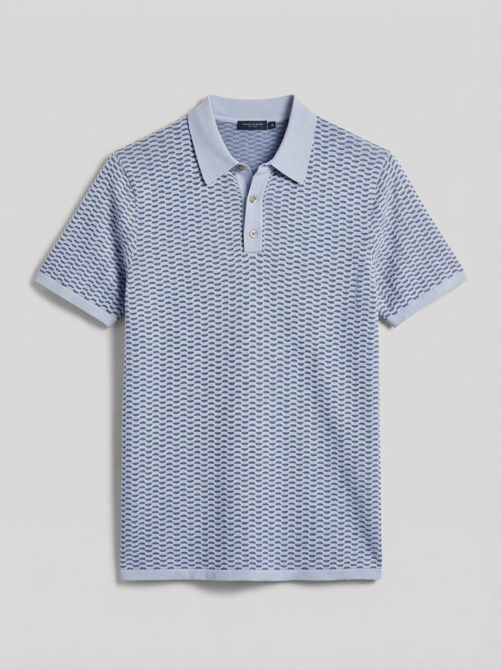 Cotton Modal Geo Polo Sweater (Kentucky Blue) 