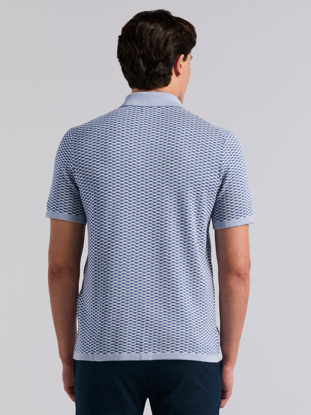 Cotton Modal Geo Polo Sweater (Kentucky Blue) 