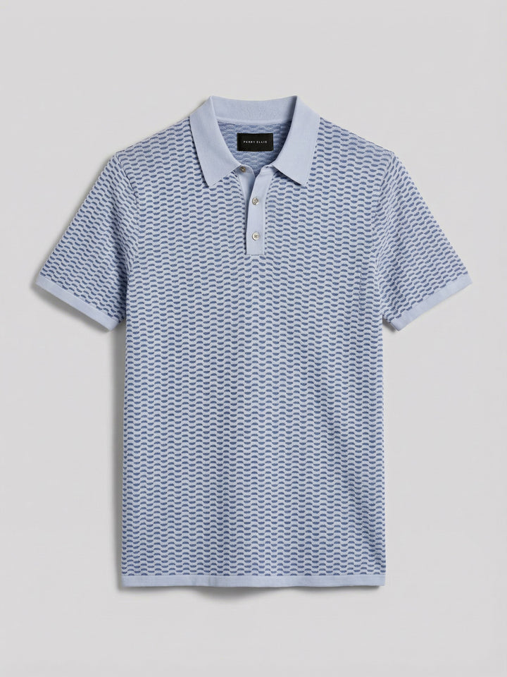 Cotton Modal Geo Polo Sweater (Kentucky Blue) 