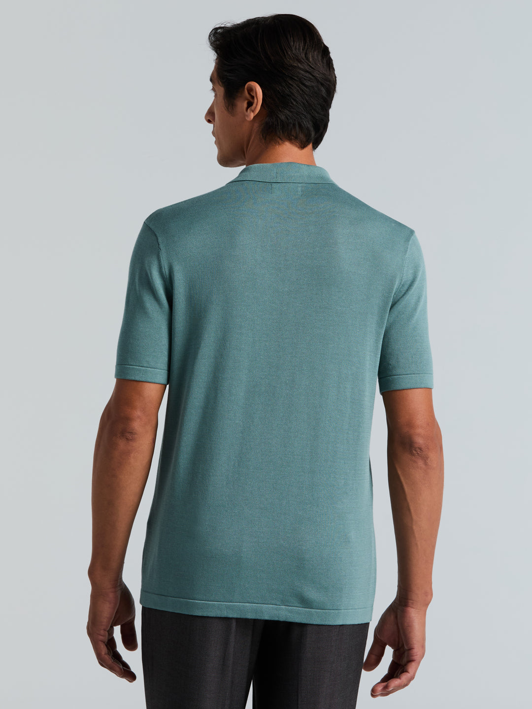 Cotton Modal Stripe Polo Sweater (Arctic) 