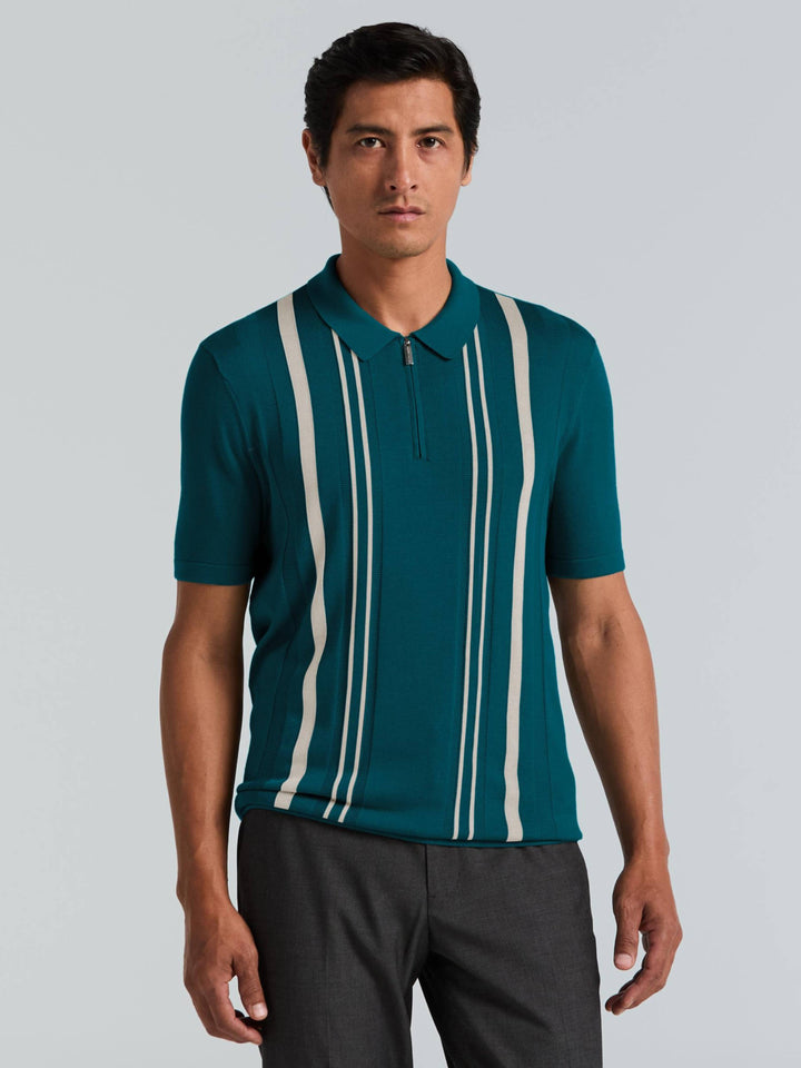 Cotton Modal Stripe Polo Sweater
