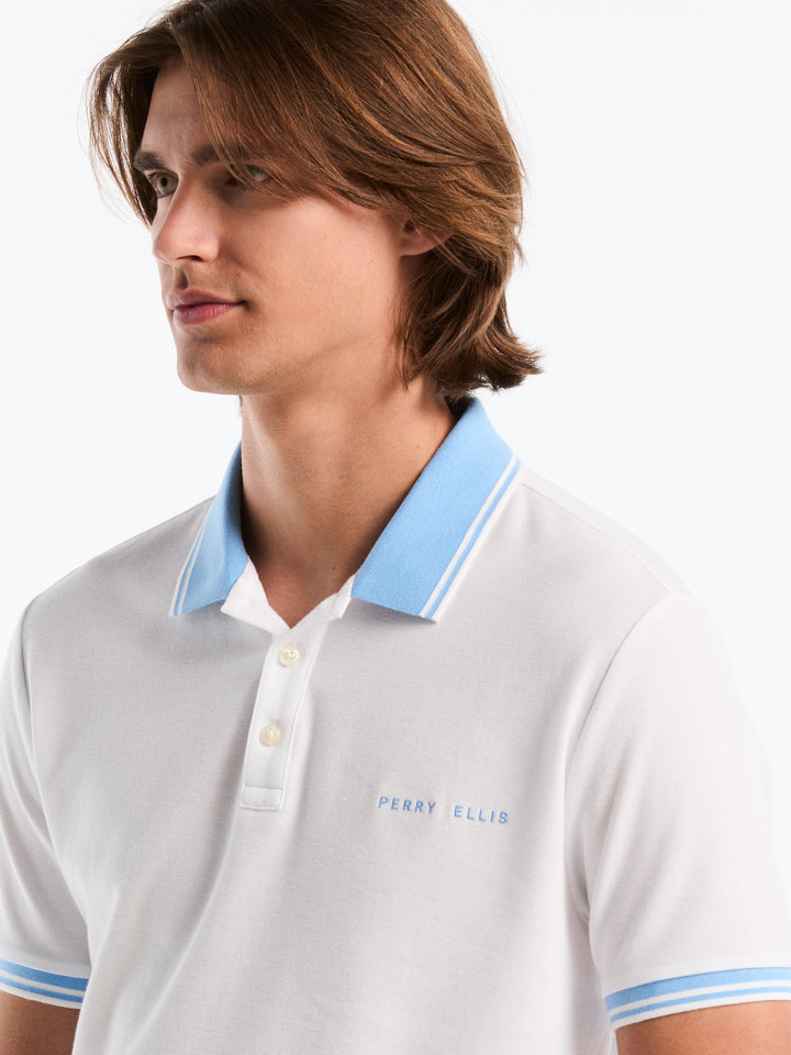 Pique Cotton Polo Shirt Argentina Edition  (Bright White) 