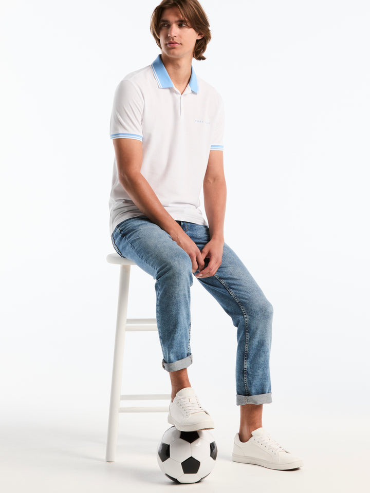 Pique Cotton Polo Shirt Argentina Edition  (Bright White) 