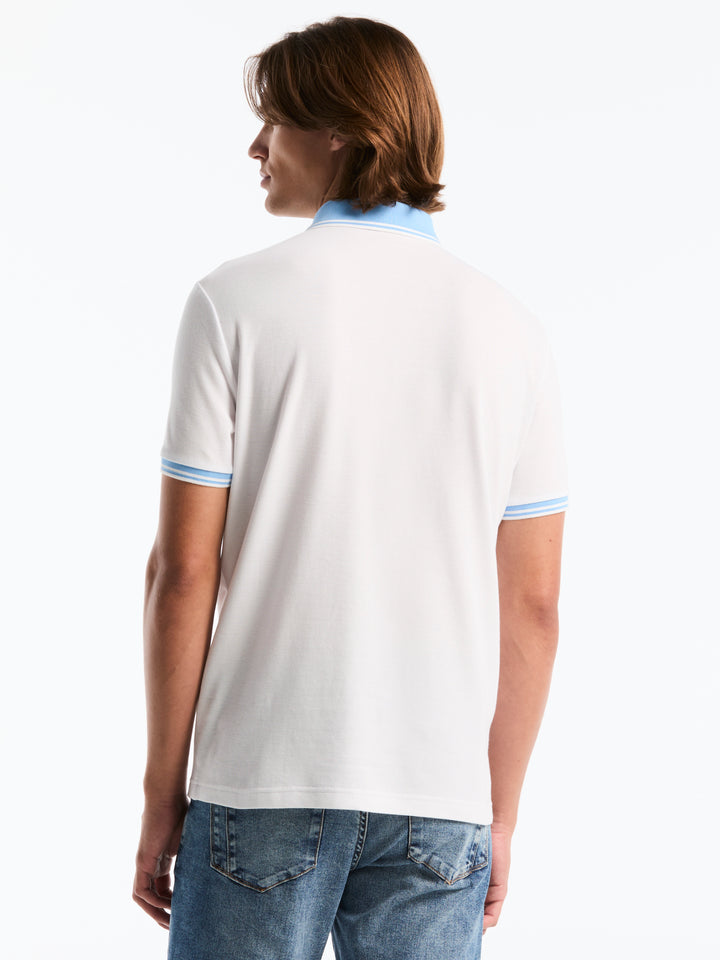 Pique Cotton Polo Shirt Argentina Edition  (Bright White) 