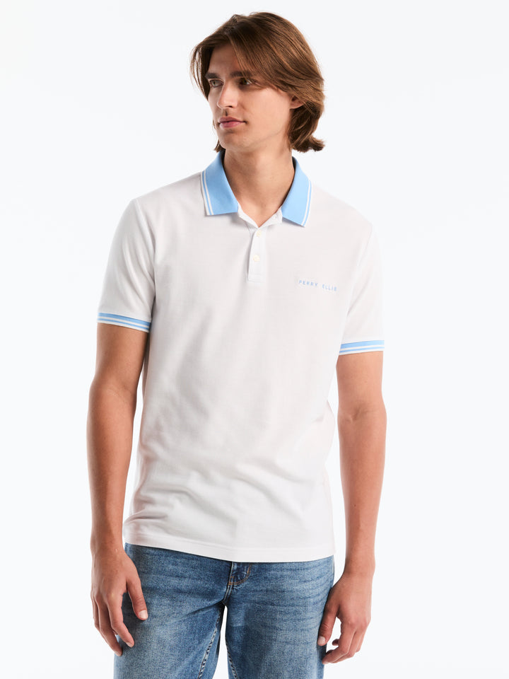 Pique Cotton Polo Shirt Argentina Edition  (Bright White) 