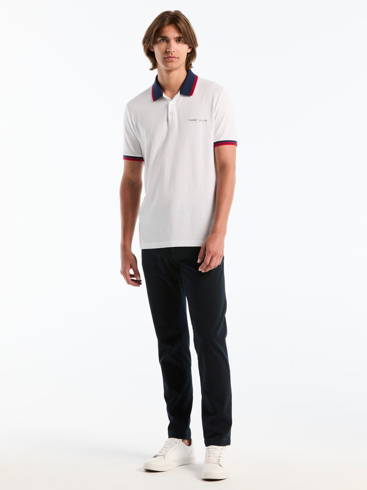 Pique Cotton Polo Shirt USA Edition (Bright White) 