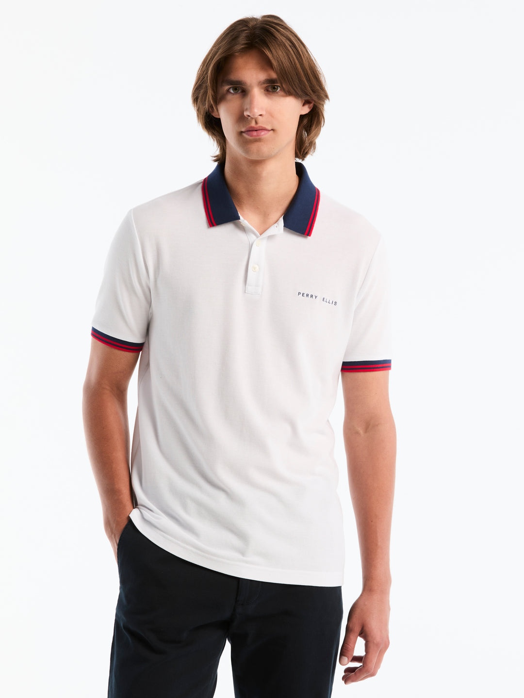 Pique Cotton Polo Shirt USA Edition (Bright White) 