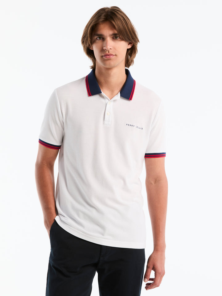 Pique Cotton Polo Shirt USA Edition (Bright White) 