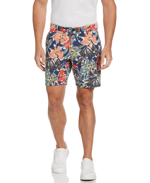 Cotton Slub Floral Print Shorts (Bittersweet) 