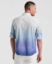 Cotton Slub Ombre Print Untucked Shirt (Blue Depths) 