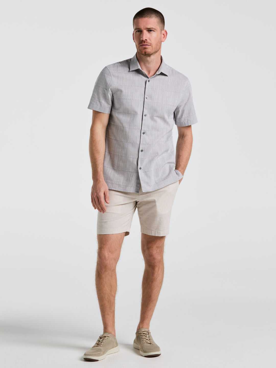 Cotton Slub Plaid Shirt (Chiseled Stone) 