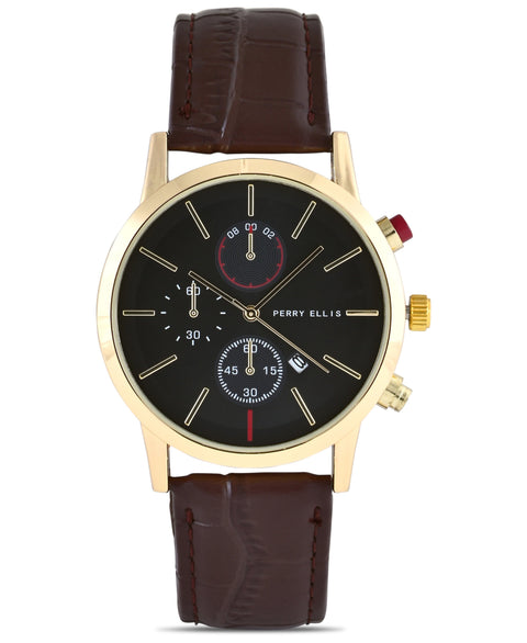Croc Embossed Watch (Brown/Black) 