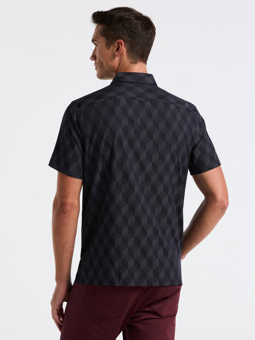 Cube Geo Jacquard Short Sleeve Shirt (Dark Sapphire) 