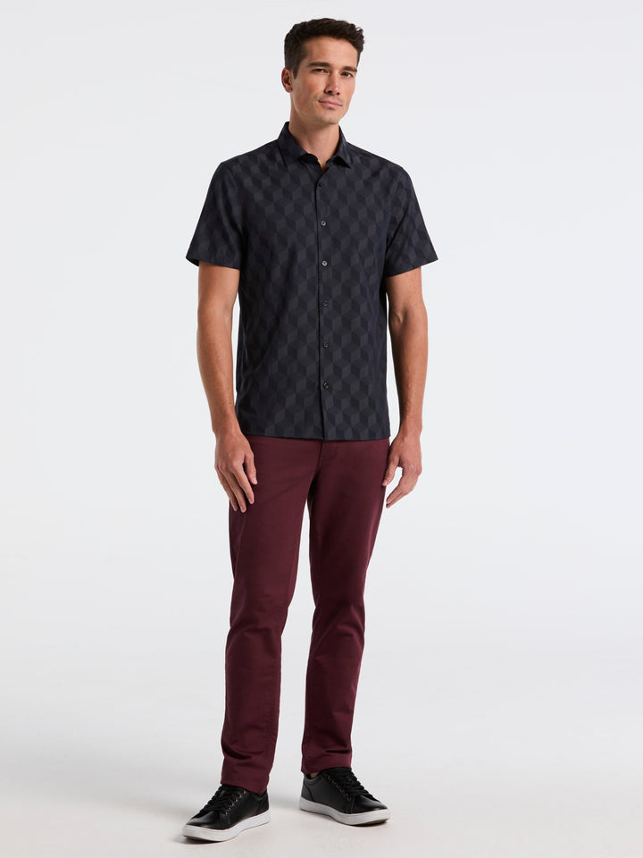 Cube Geo Jacquard Short Sleeve Shirt (Dark Sapphire) 