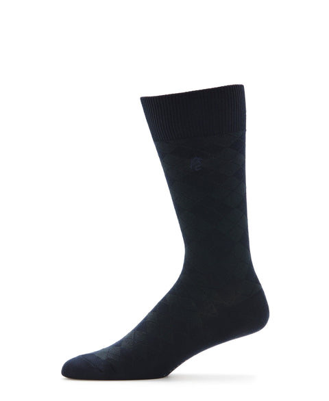 Diamond Stitch Logo Socks (Navy) 