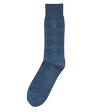 Textured Argyle Logo Crew Socks (Vintage Indigo) 