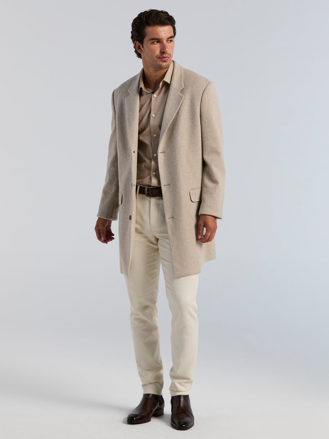 Dobby 3-Button Chesterfield Coat (Alpaca Heather) 