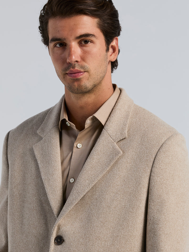Dobby 3-Button Chesterfield Coat (Alpaca Heather) 