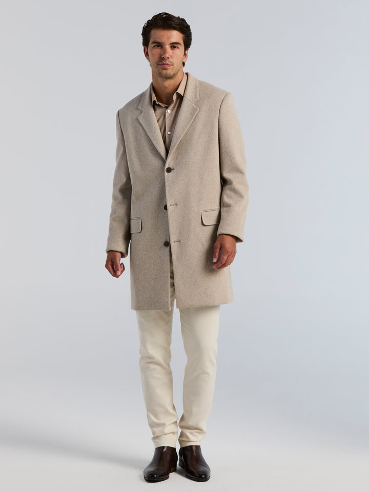 Dobby 3-Button Chesterfield Coat (Alpaca Heather) 