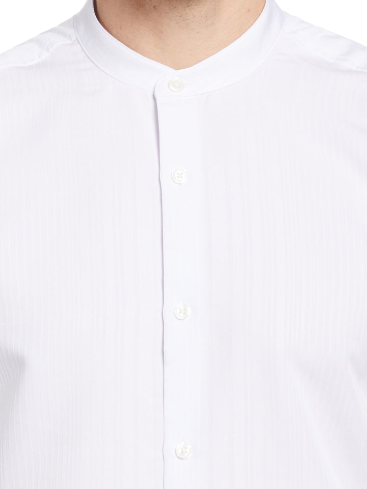 Dobby Banded Collar Shirt (Bright White) 