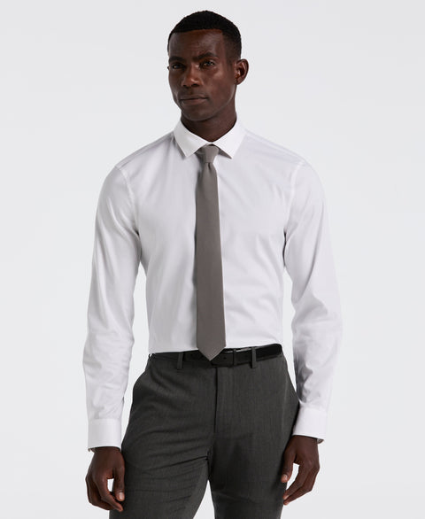 Dobby Cotton Stretch Slim Fit Shirt (Bright White) 
