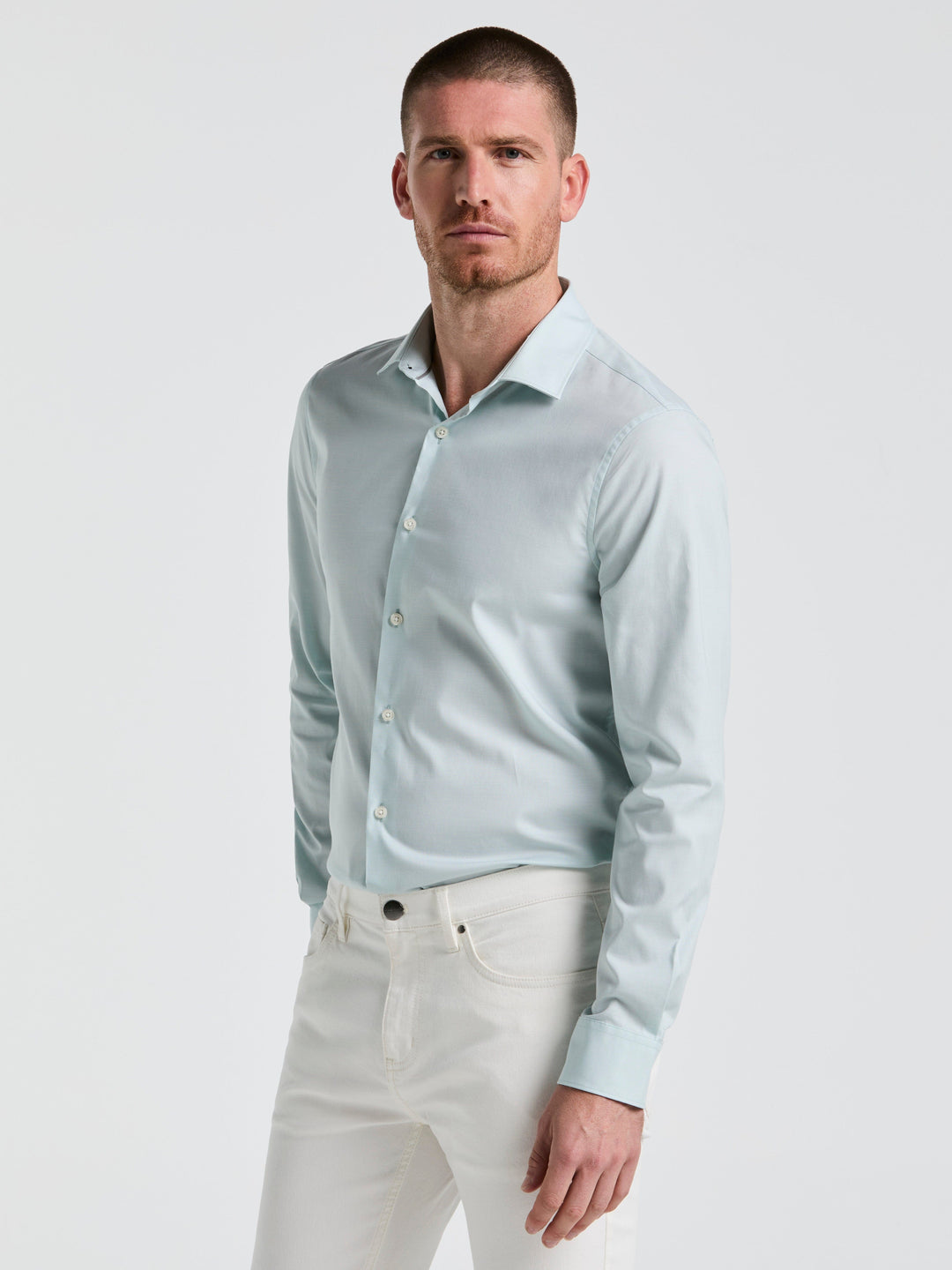 Dobby Cotton Stretch Slim Fit Shirt (Ether) 
