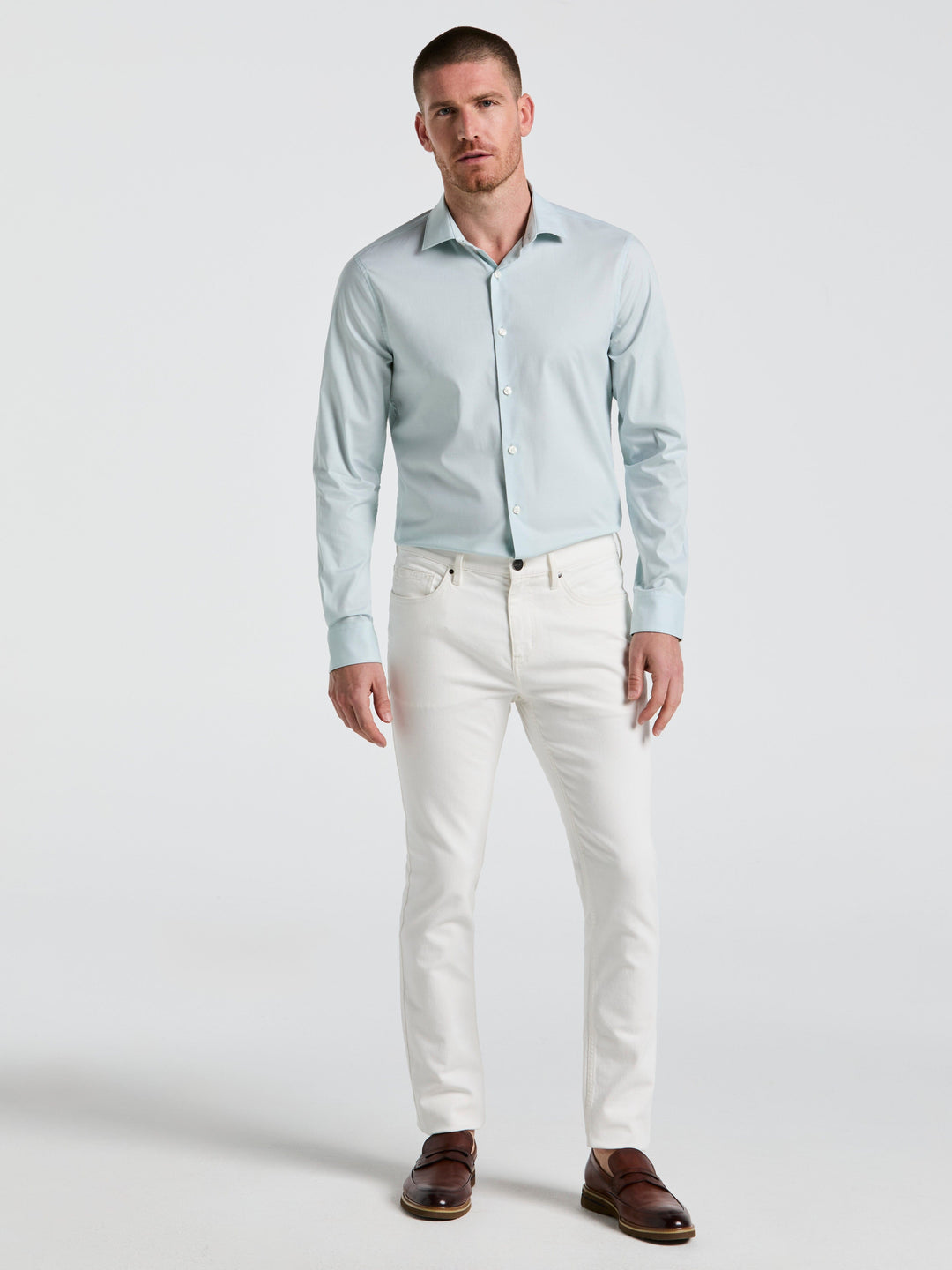 Dobby Cotton Stretch Slim Fit Shirt (Ether) 