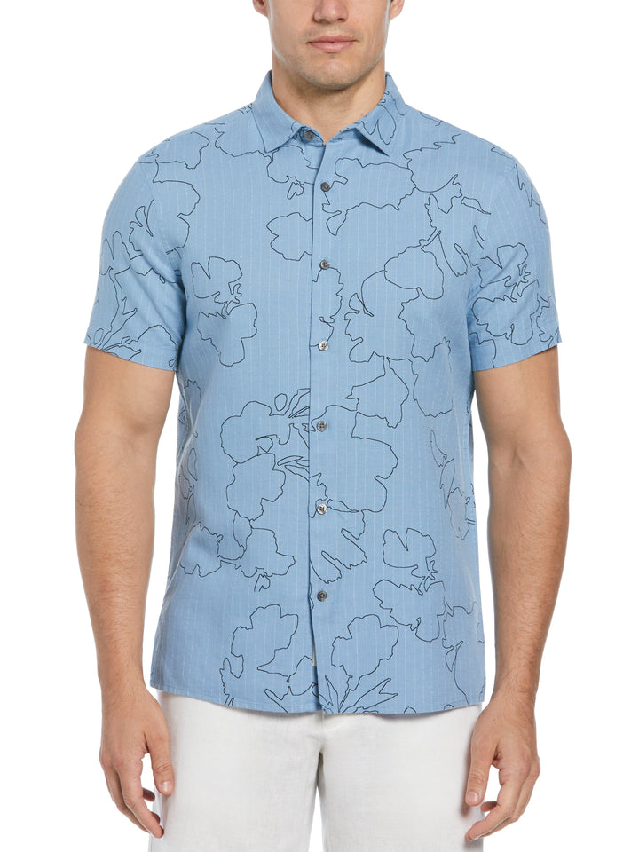 Dobby Floral Print Shirt (Black) 