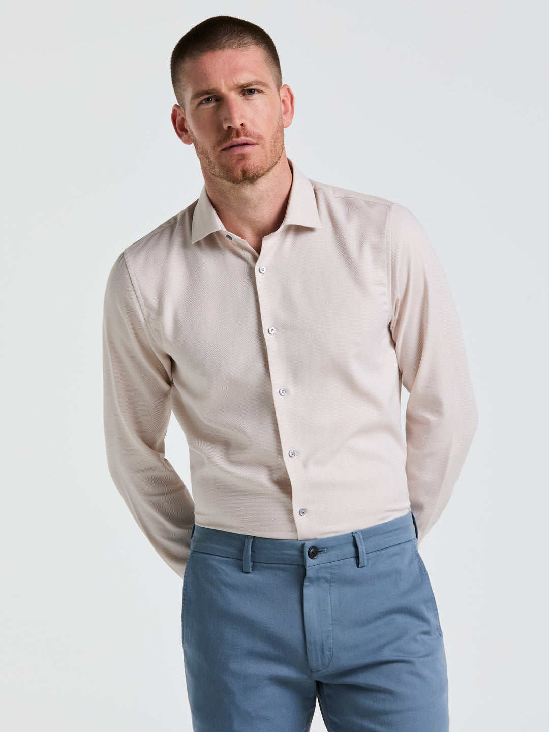 Dobby King Micro Print Shirt (Taupe) 