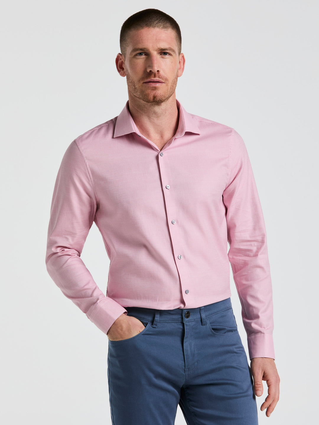perry ellis dress shirts Perry Ellis Outlet Men's Dobby Micro Diamond Print Dress Shirt in Faded Rose-RT/red, Size 17.0, 100% Cotton, Geometric, Slim Long Sleeves