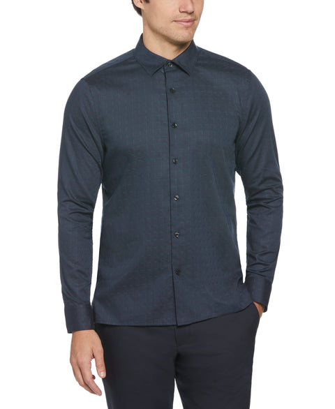 Dobby Perry Print Plaid Shirt (Dark Sapphire) 