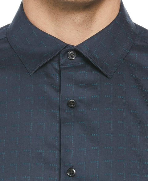 Dobby Perry Print Plaid Shirt (Dark Sapphire) 