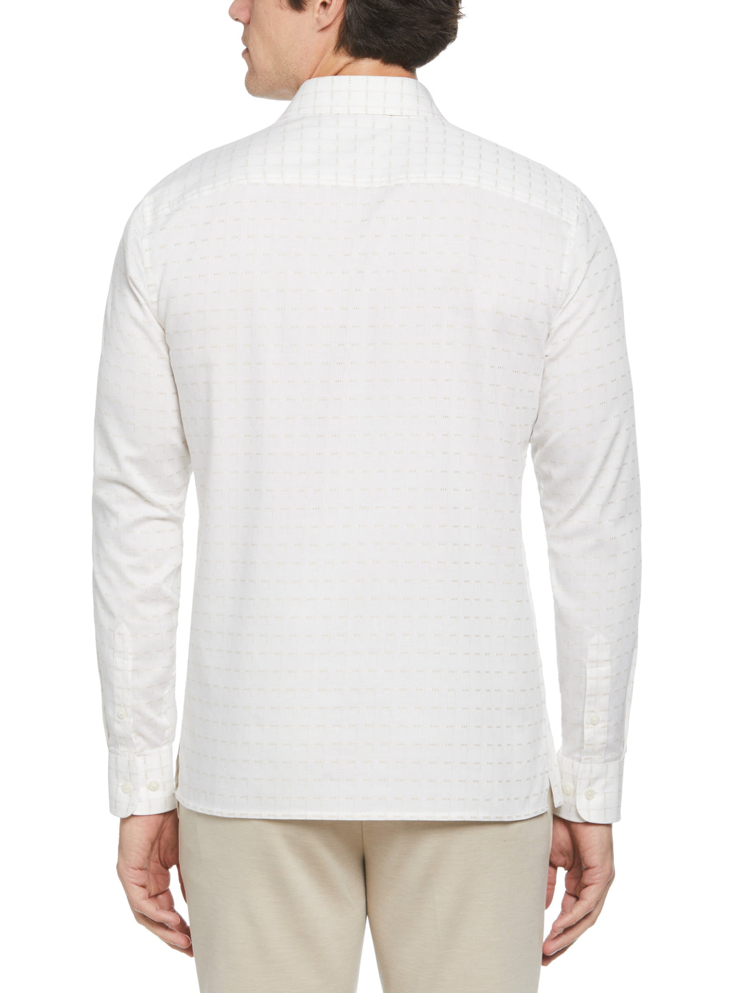 Dobby Perry Plaid Pattern Shirt (Bright White) 