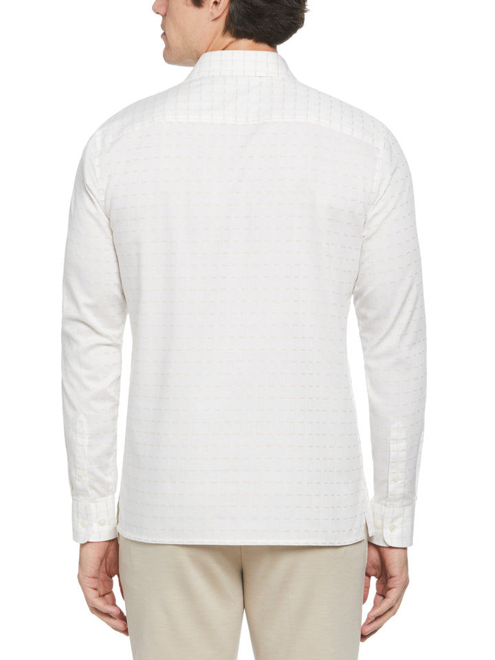 Dobby Perry Plaid Pattern Shirt (Bright White) 