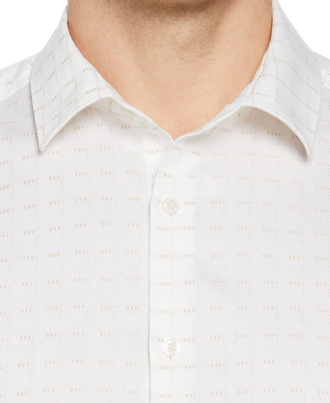 Dobby Perry Print Plaid Shirt (Bright White) 