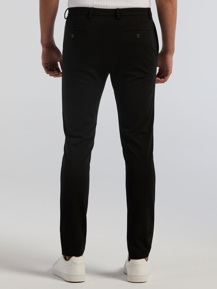 Double Knit Slim Tapered Flat Front Chino (Black) 
