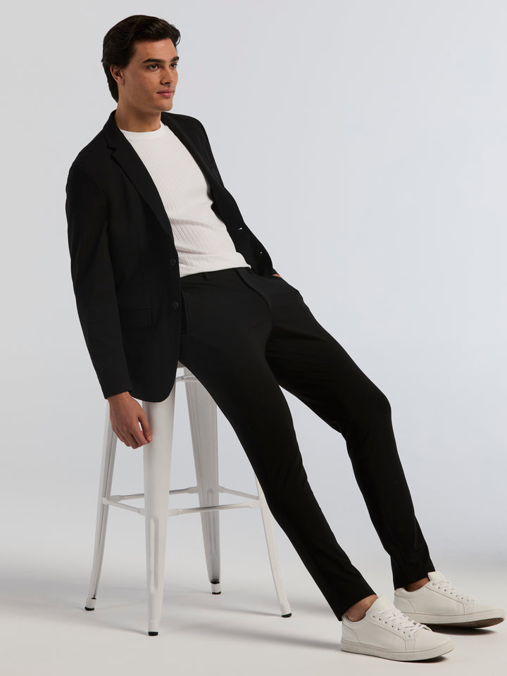 Double Knit Slim Tapered Flat Front Chino (Black) 