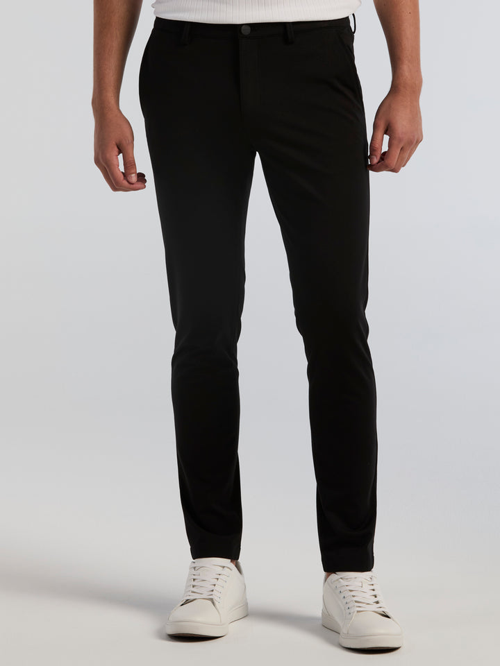 Double Knit Slim Tapered Flat Front Chino (Black) 